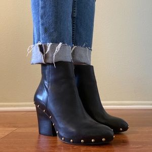 BCBGeneration Black Leather Studded Booties